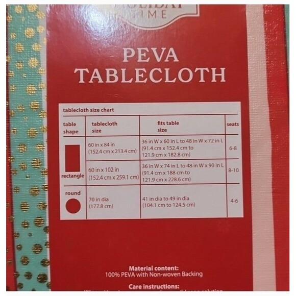 PEVA Tablecloth Holiday Stripes 60in X 102 in - Picture 2 of 3